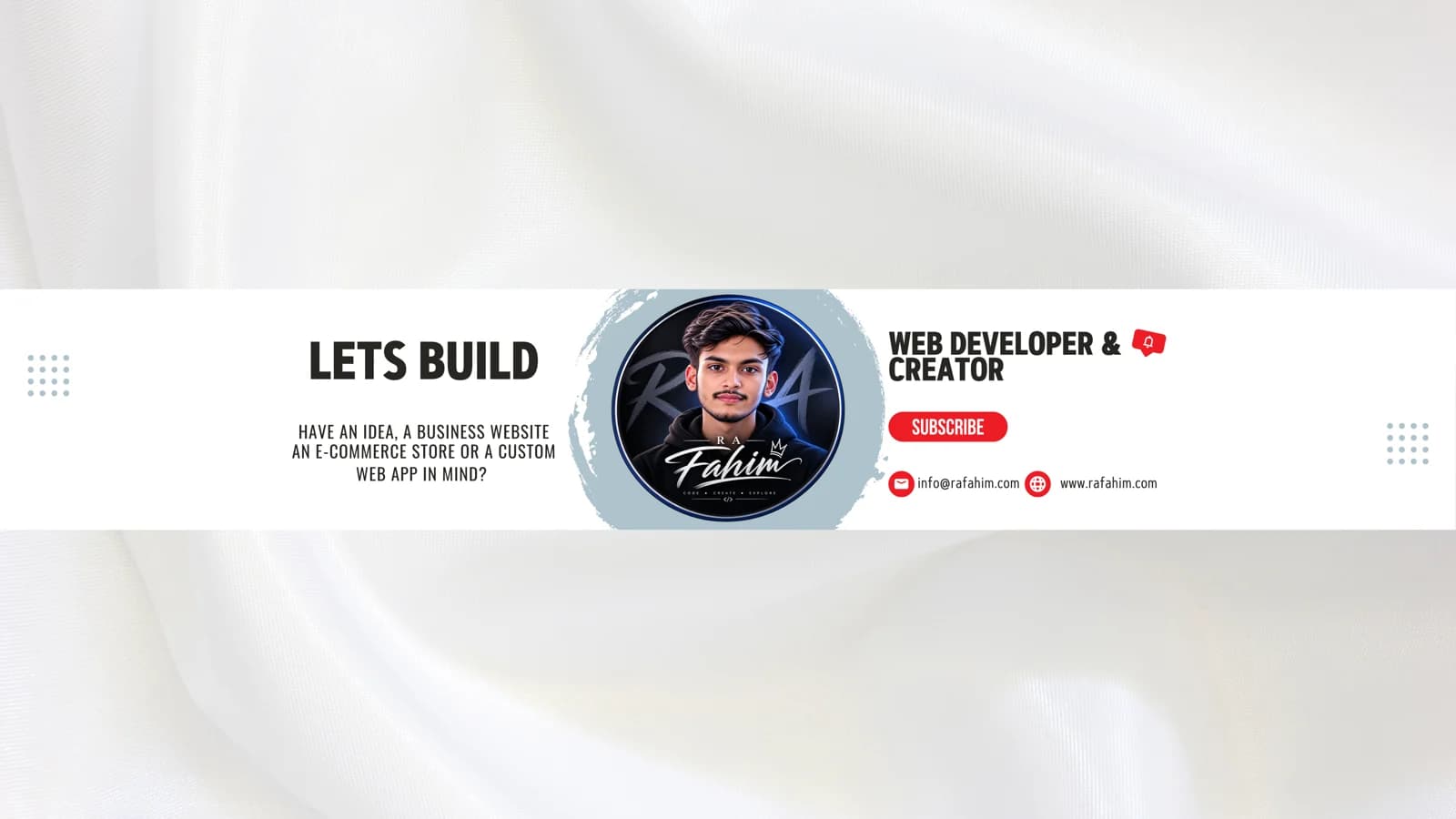RA Fahim YouTube banner — Web Developer & Creator
