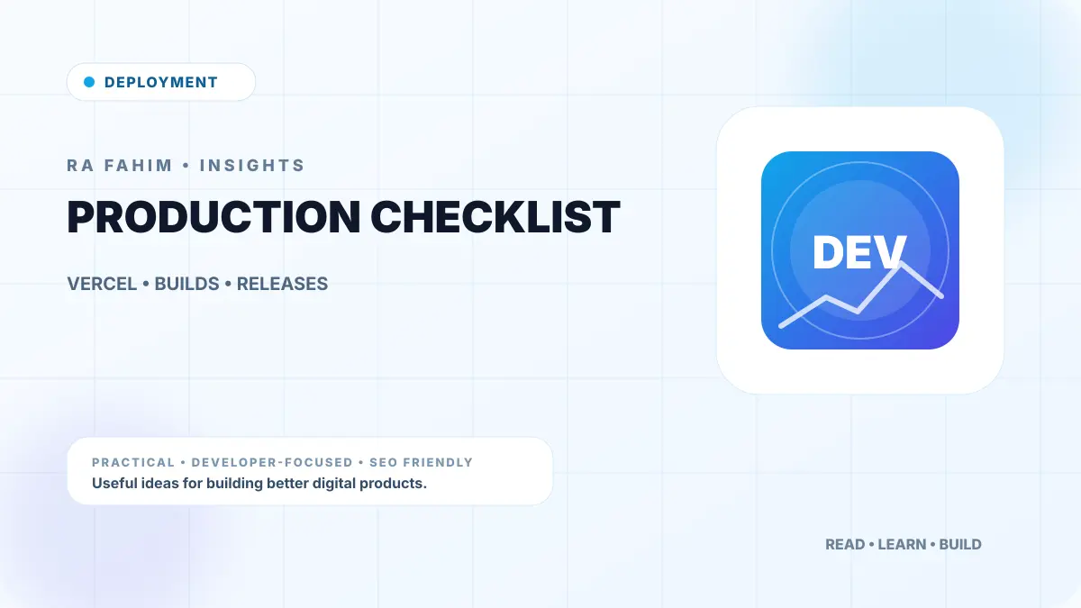 Production Deployment Checklist for Next.js & Vercel — RA Fahim Insights