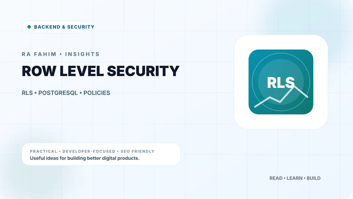 Supabase Row Level Security: How to Design Safer Policies — RA Fahim Insights
