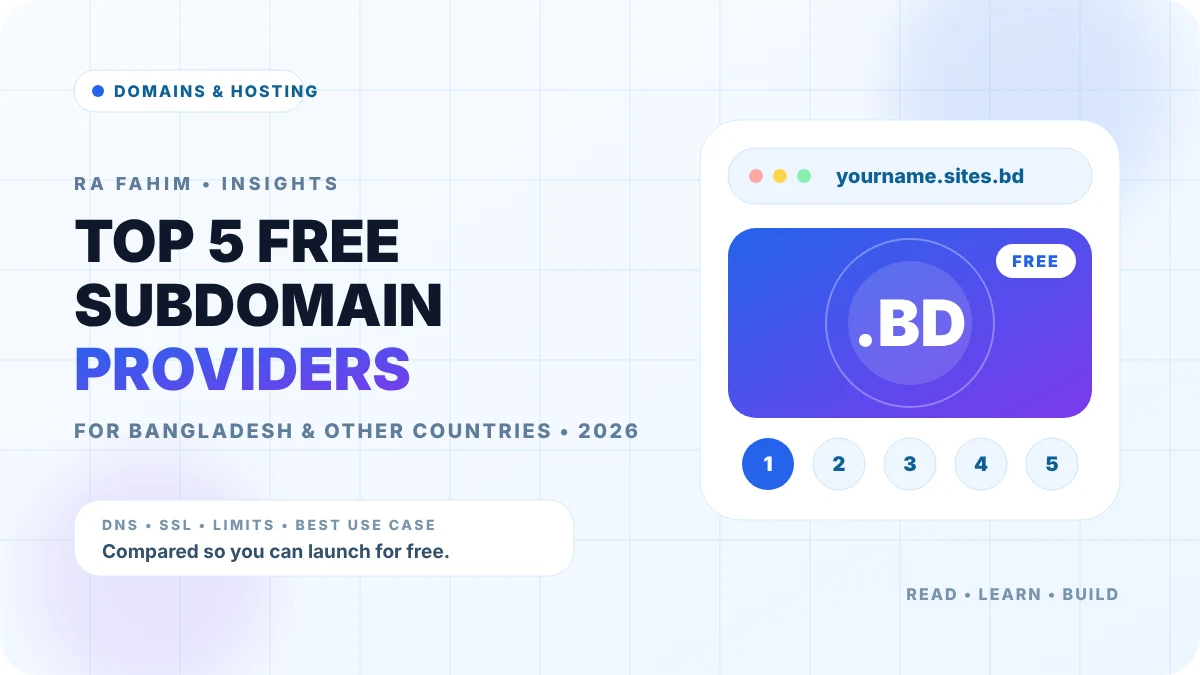 Top 5 Free Subdomain Providers for Bangladesh & Other Countries (2026 Guide) — RA Fahim Insights